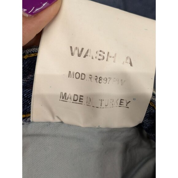 Distressed Denim Jeans Women Size 25.5 Straight Leg Y2K Streetwear Patchwork 90s - Picture 11 of 12